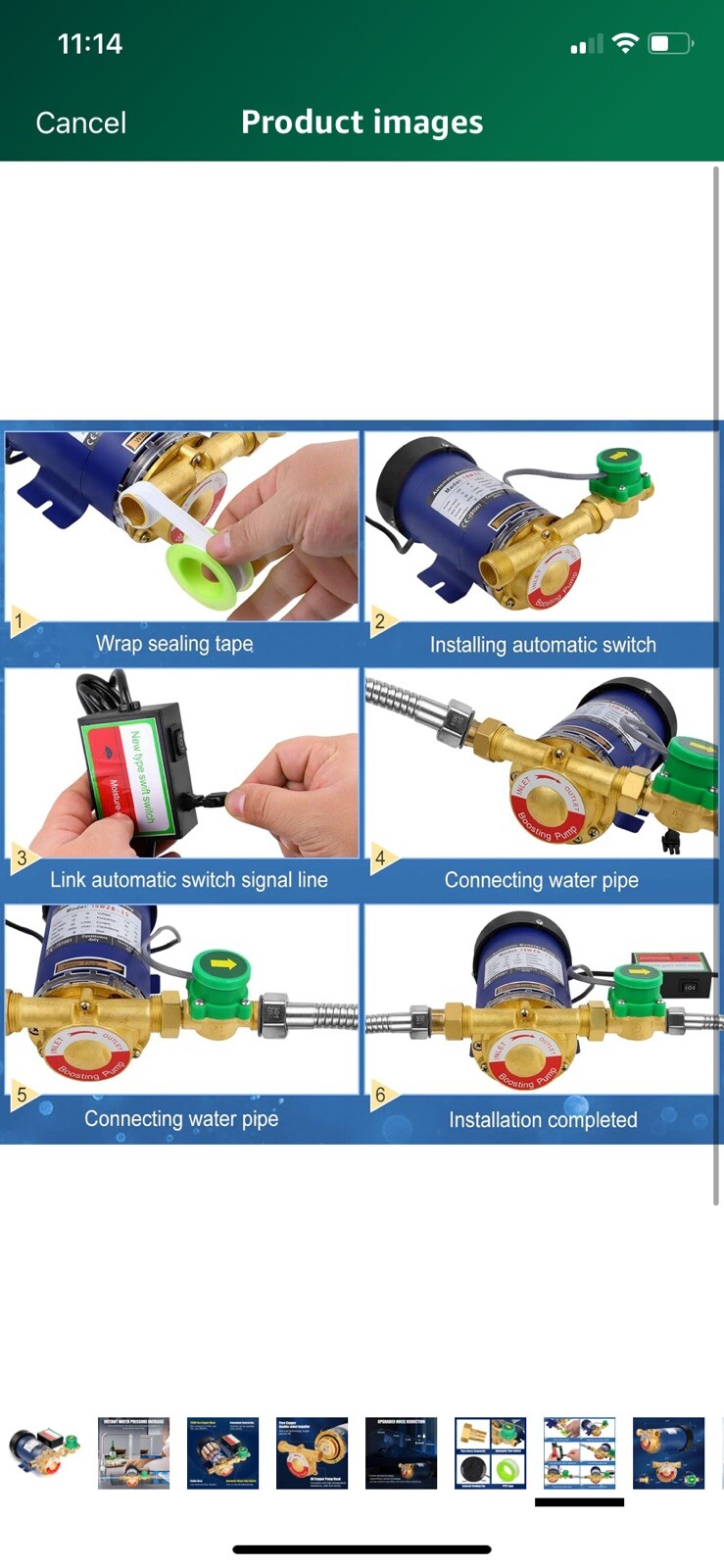 120W Water Pressure Booster Pump 115V 21.7 PSI with Automatic Flow Switch BrasNt