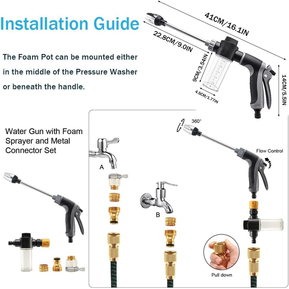 High Pressure Power Washer Water Spray Gun Nozzle Wand Attachment Garden Hose