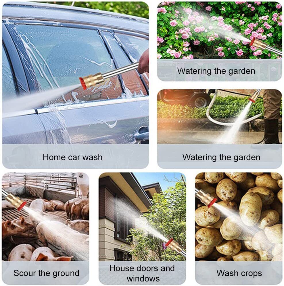2 Battery Cordless Water Spray Gun Portable High Pressure Car Washer Cleaner 5M