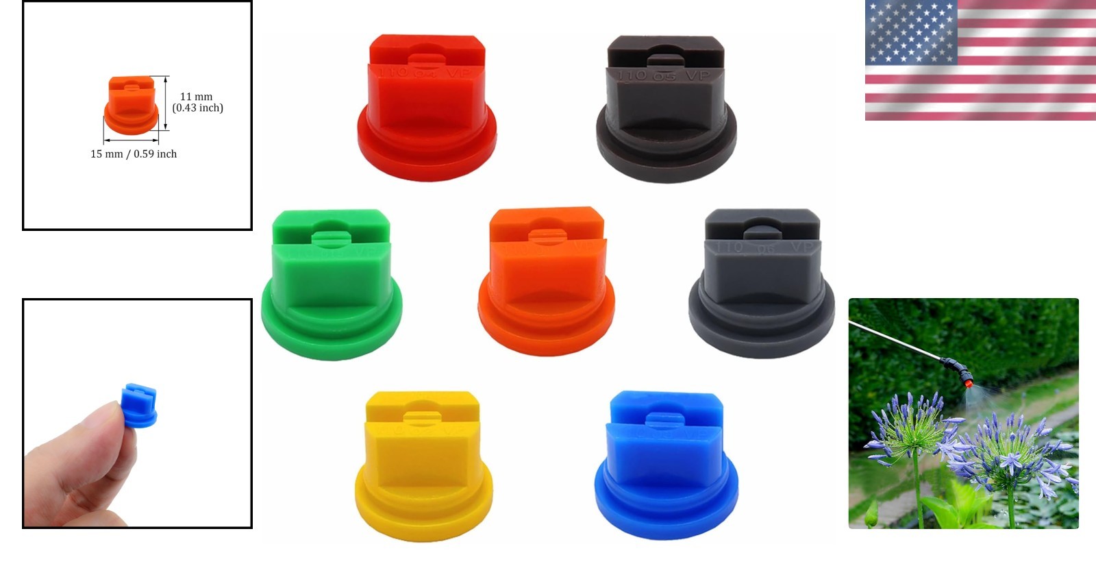 Universal 7Pcs Spray Nozzle Tips – 110° Flow for Garden & Agricultural Use