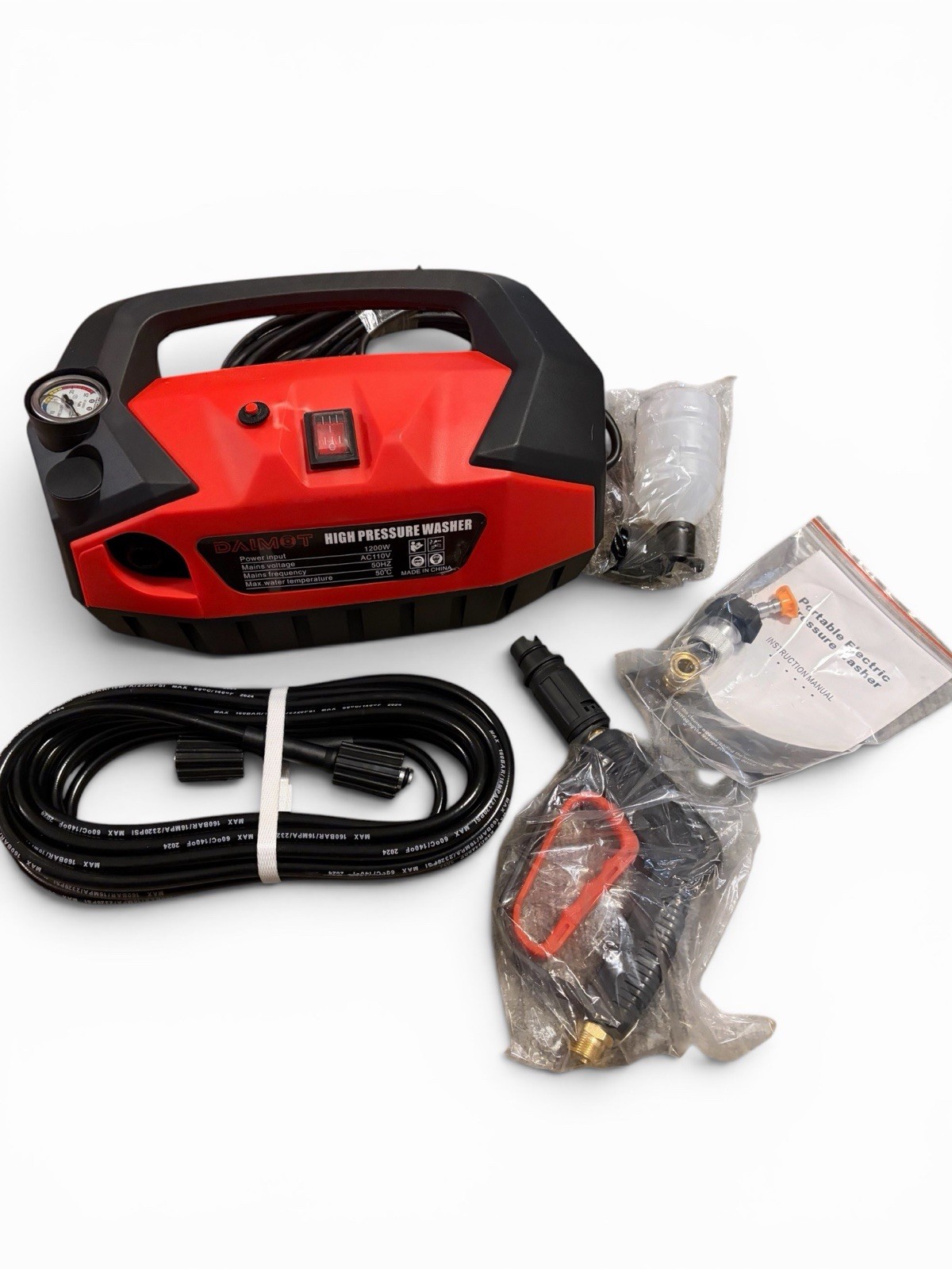 DAIMOT 1800 PSI Electric High Pressure Washer 1200W – New Open Box