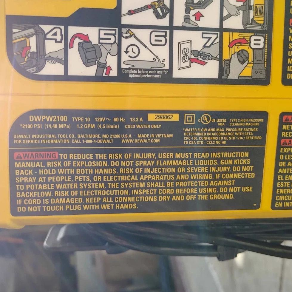 DEWALT 2100 PSI 1.2 Gpm Electric Jobsite Pressure Washer