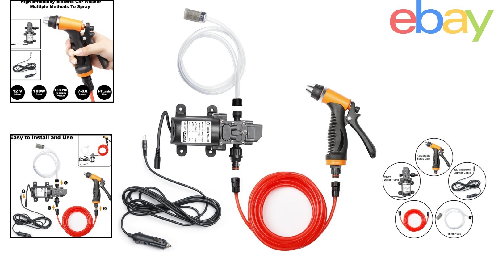 Portable Electric Pressure Washer with 20 Feet Hose for Home and Car Cleaning