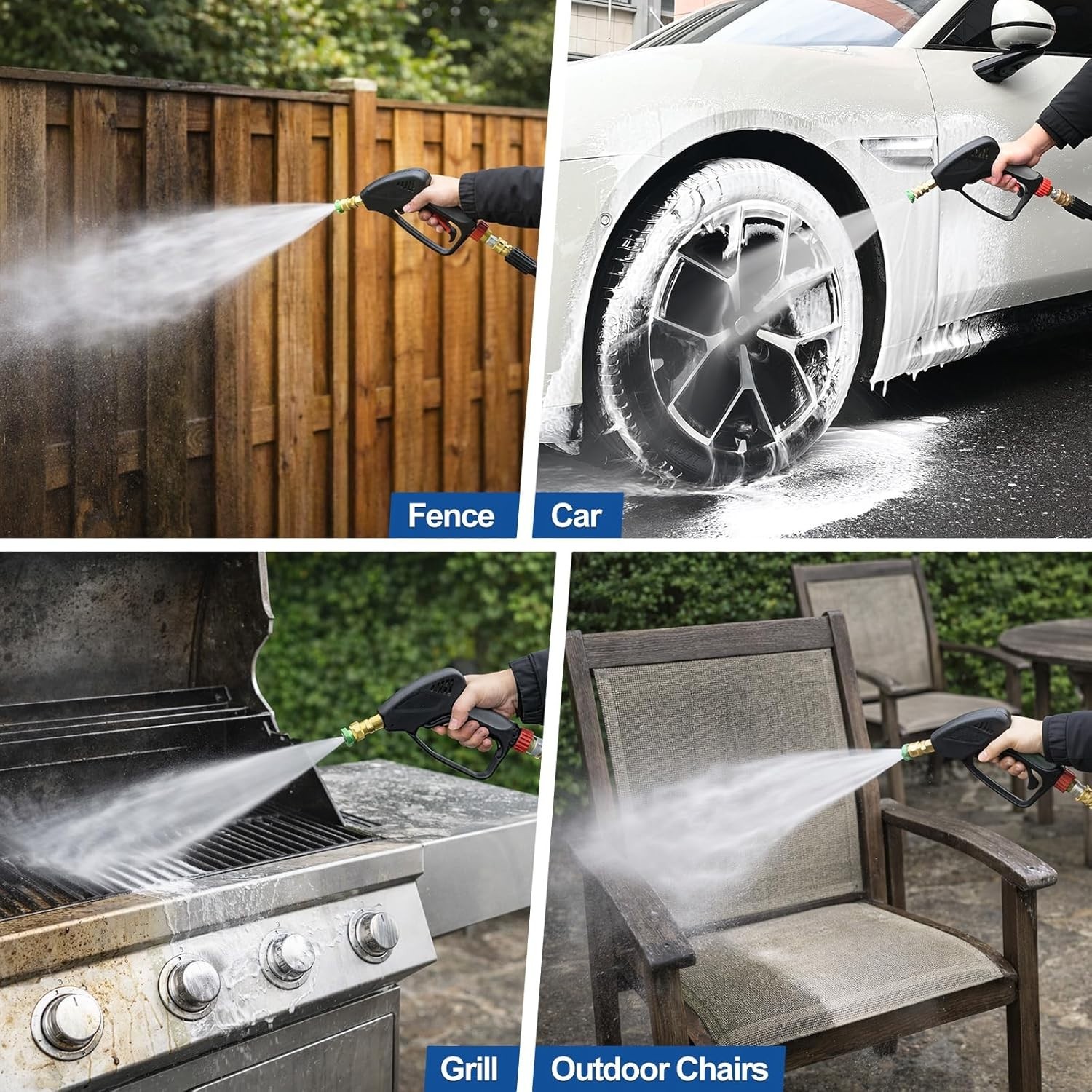 TOOLCY Pro Short Pressure Washer Gun 5000 PSI with 360° Swivel,3/8″ Quick Connec
