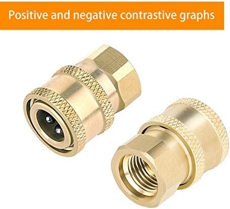 3 Pack Pressure Washer Coupler, Brass Fittings, 1/4 Inch Quick Connect to Female