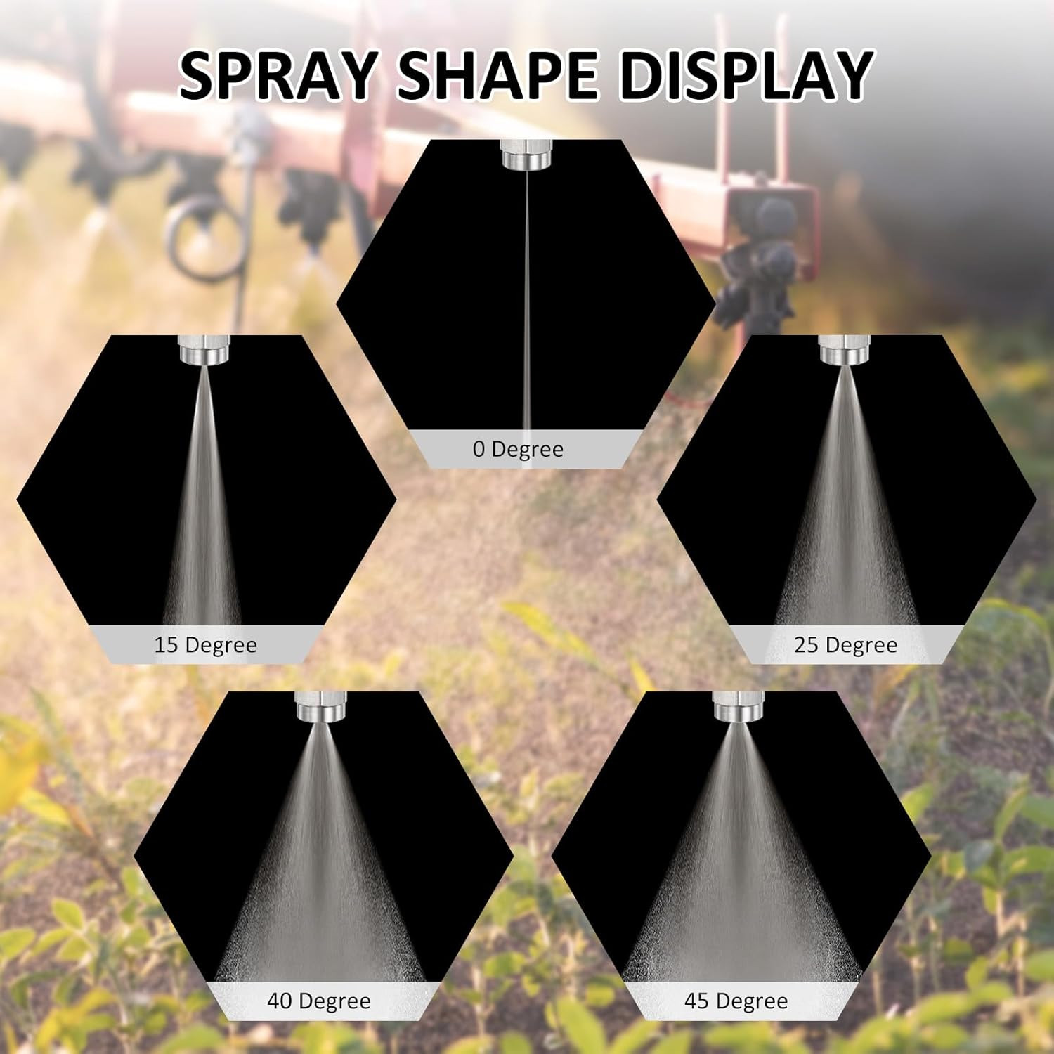 6 Pack Surface Clean Tips – 15 Degree 1/4″ NPT Male Pressure Washer Nozzles Clea