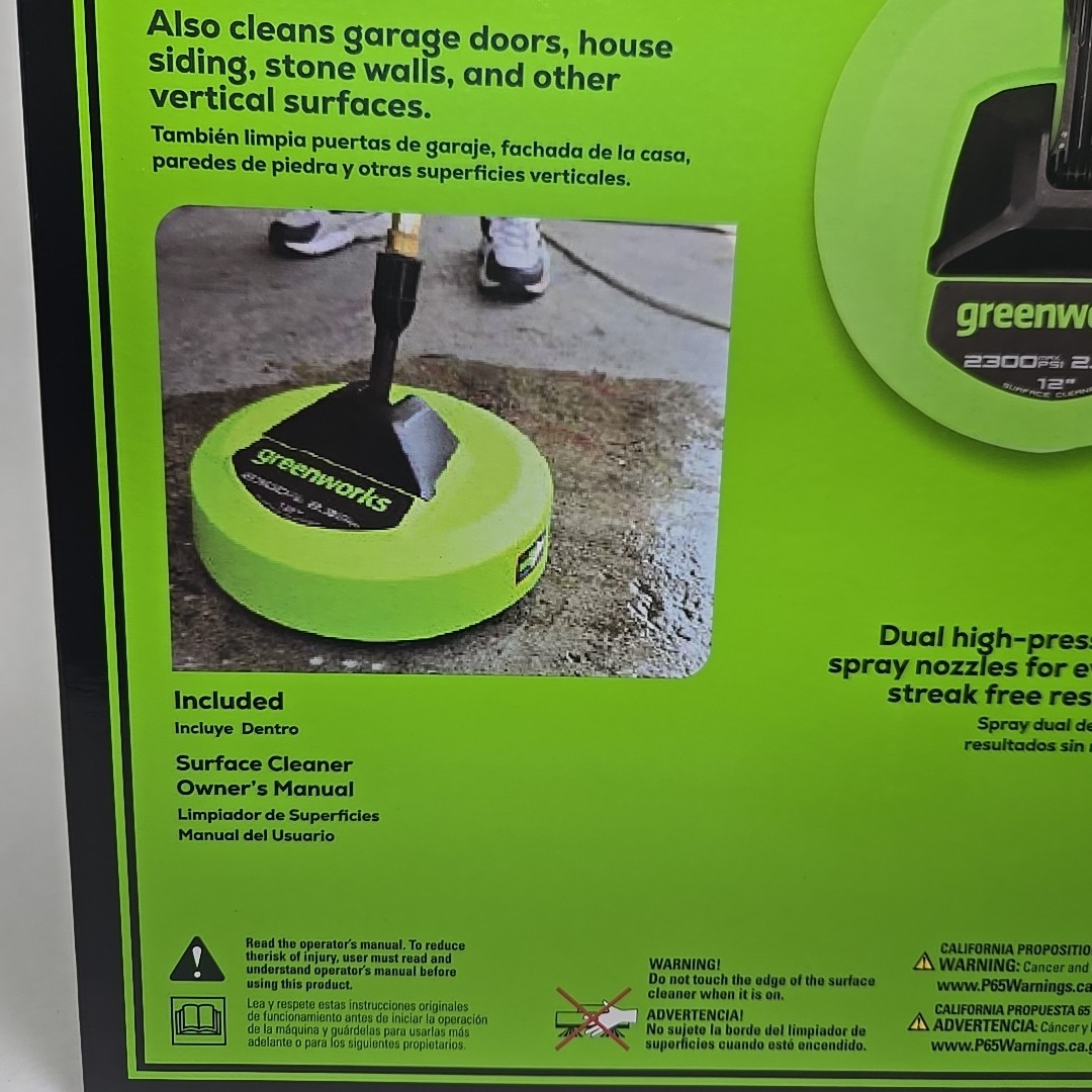 Greenworks 12″ Surface Cleaner For Electric Pressure Washer Max 2300 PSI