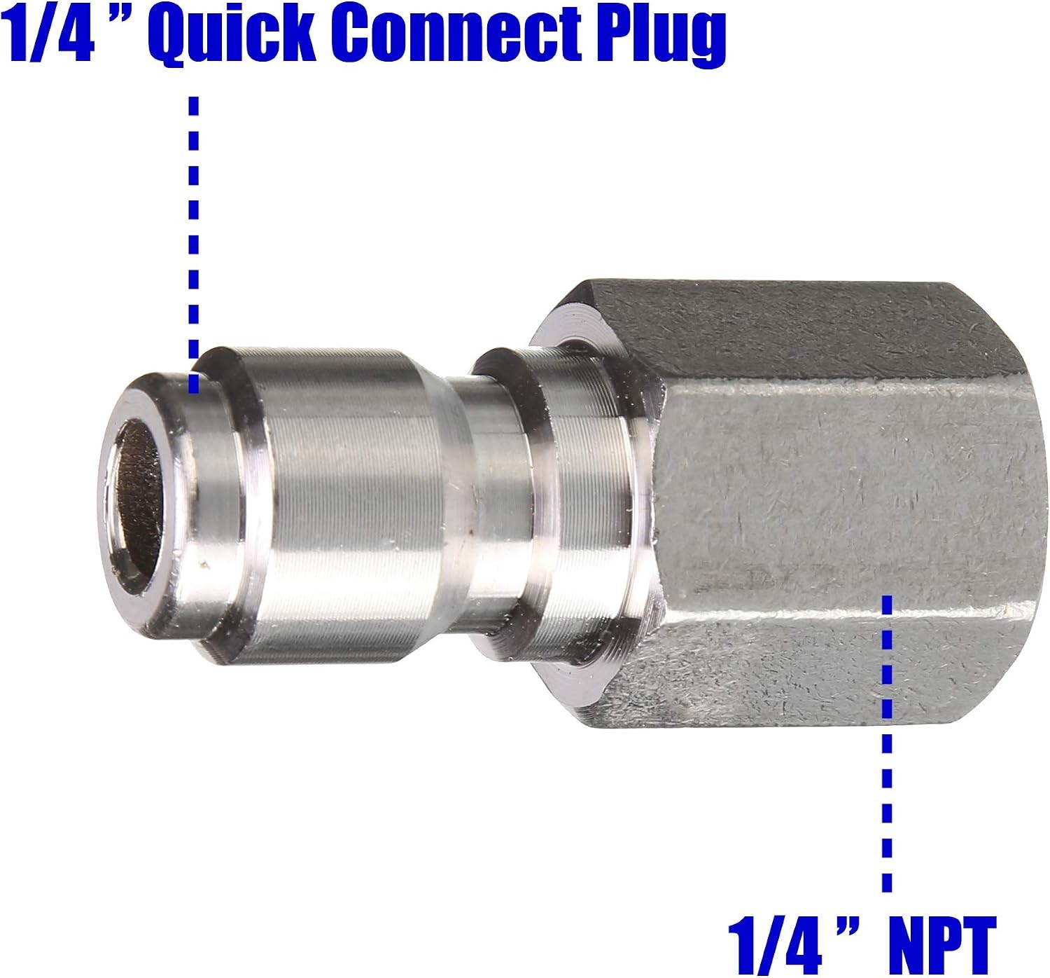 Pressure Washer Coupler 1/4″ Female NPT to 1/4″ Quick Connect | Plug Stainless