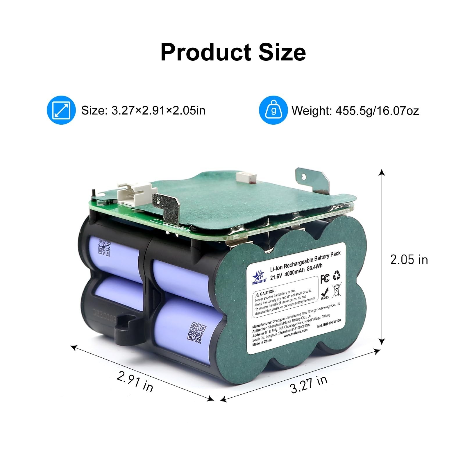 High-Capacity 21.6V 4000mAh Lithium Ion Replacement Battery for Tineco S5 PRO 2,