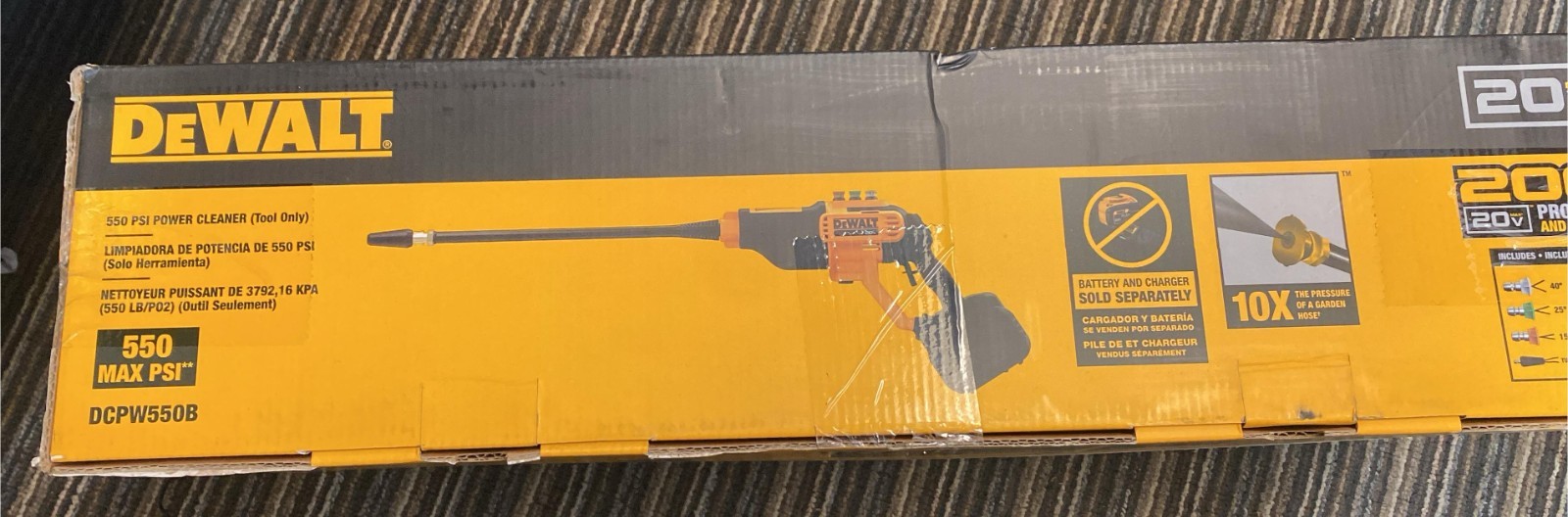 DEWALT 20V MAX 550 PSI Cordless Pressure Washer Tool Only DCPW550B