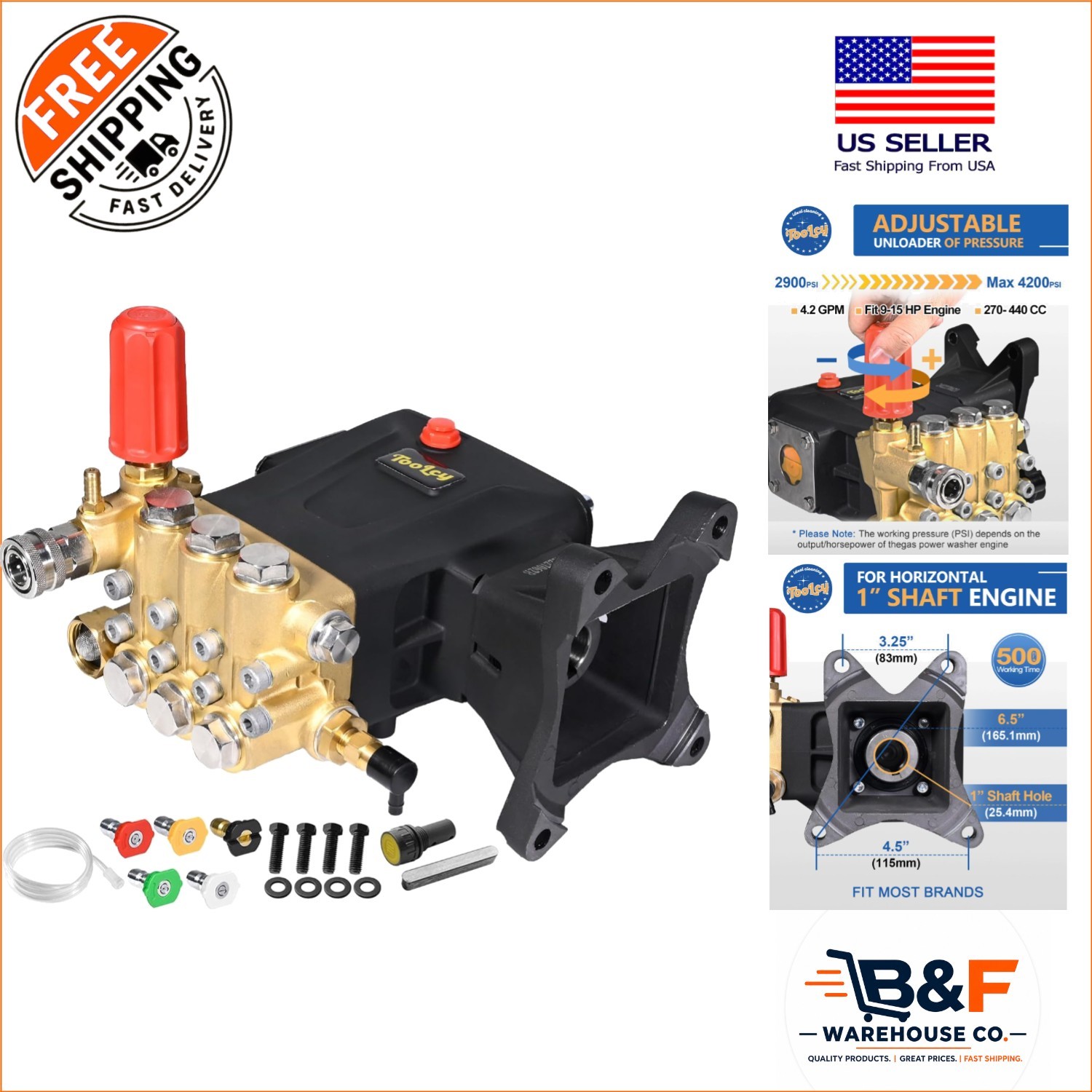 Adjustable Triplex Plunger Pump for Pressure Washers – 4200 PSI Max Efficiency