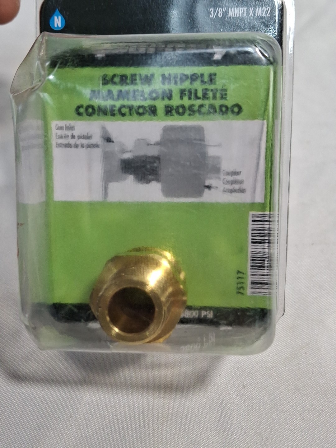 Forney 75117 Pressure Washer FITTING Screw Nipple, M22M to 3/8″ MALE Brass