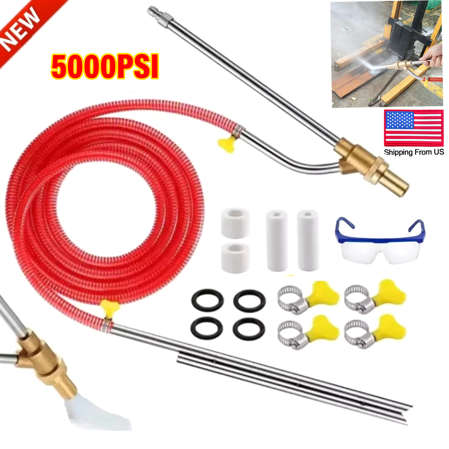 5000 PSI Sandblasting Kit for Pressure Washer Sand Blaster Attachment Power