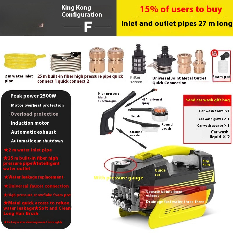 Portable Watering Machine Car Washer High Power Automatic Shut-off Gun Stops