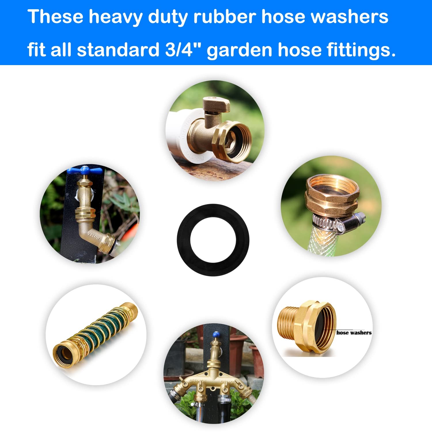 Black Leak Preventing Silicone Washer Gasket for Standard 3/4″ Garden Hose