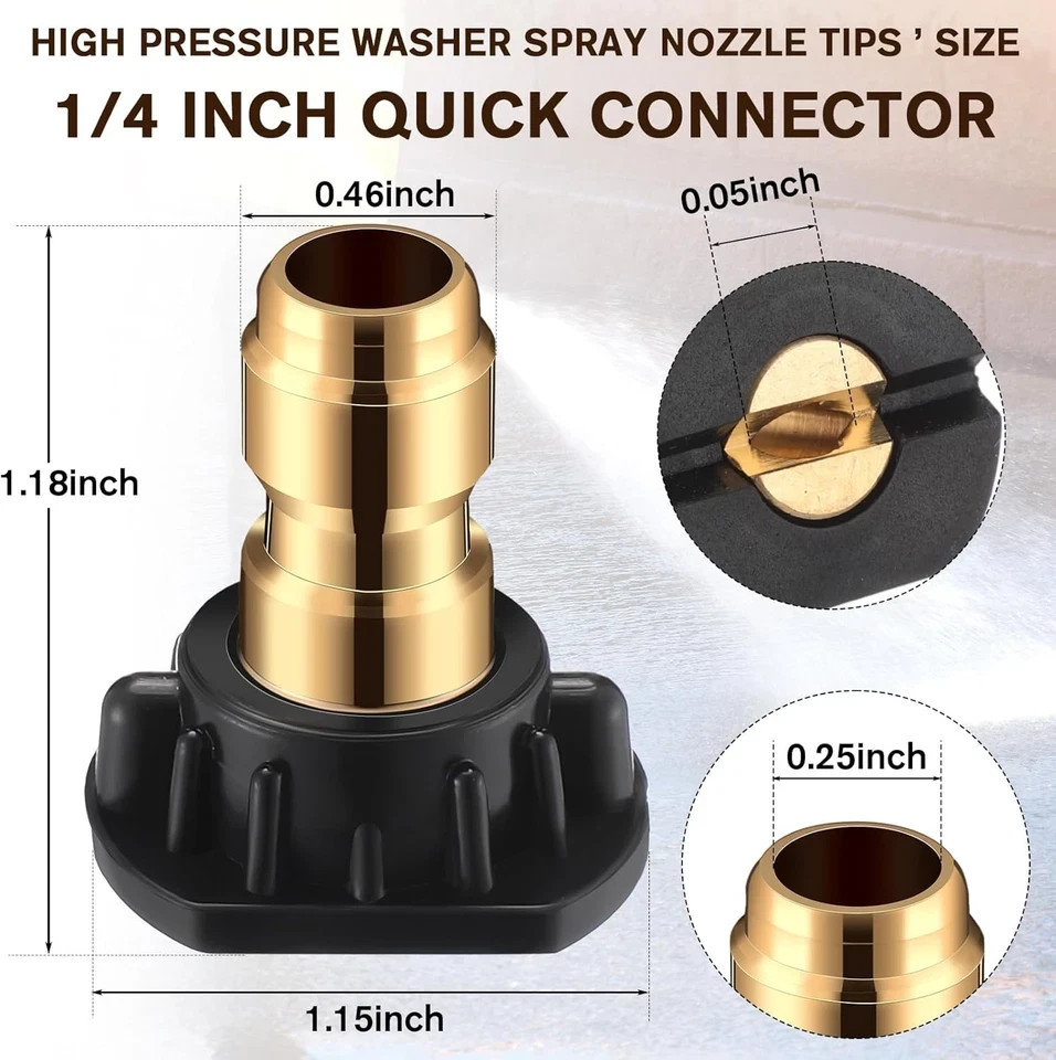 1/4 Inch Pressure Washer Nozzle Tips Quick Connector 2.5 Gpm 4000 Psi Power Wash