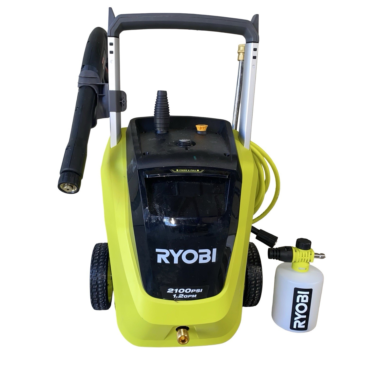 RYOBI 2100 PSI 1.2 GPM Cold Water Corded Pressure Washer & Foamer RY142012 USED