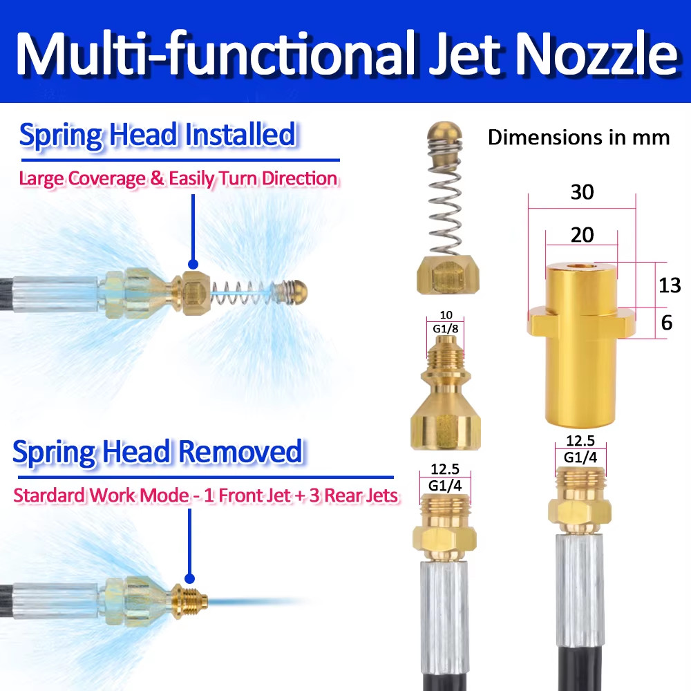 6~20 Meters 2320Psi 160Bar High Pressure Washer Sewer Drain Water Cleaning Hose