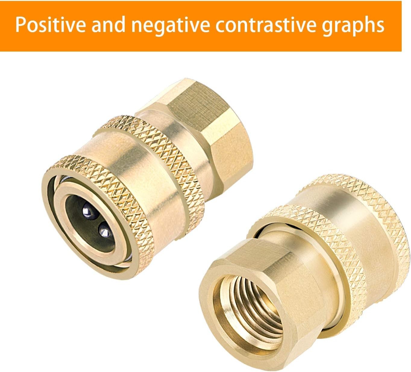 3 Pack Brass Pressure Washer Coupler 1/4 Inch Quick Connect Female NPT Fitting