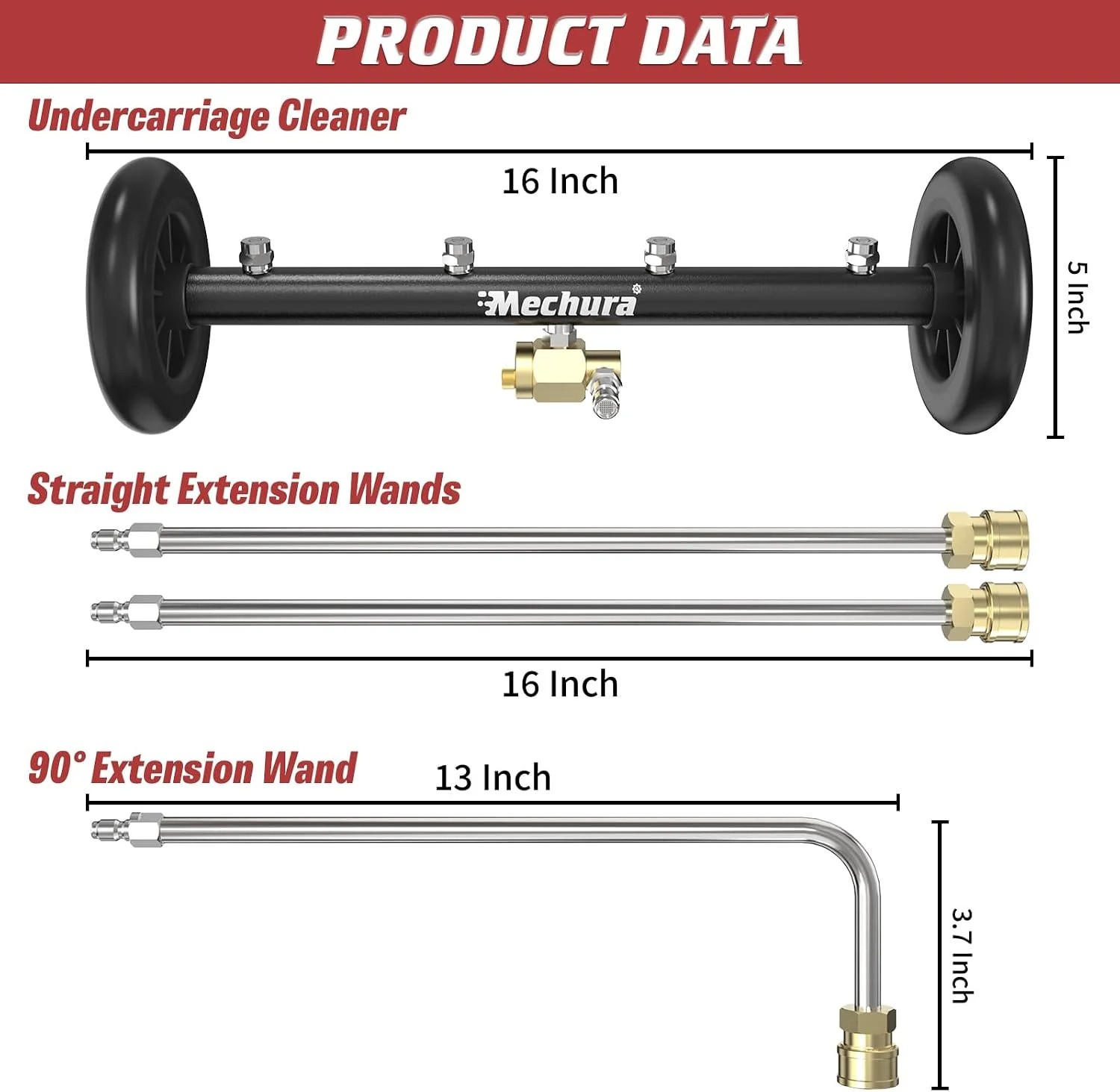 16 Inch Undercarriage Pressure Washer Attachment, 4000 PSI Undercarriage Cleaner