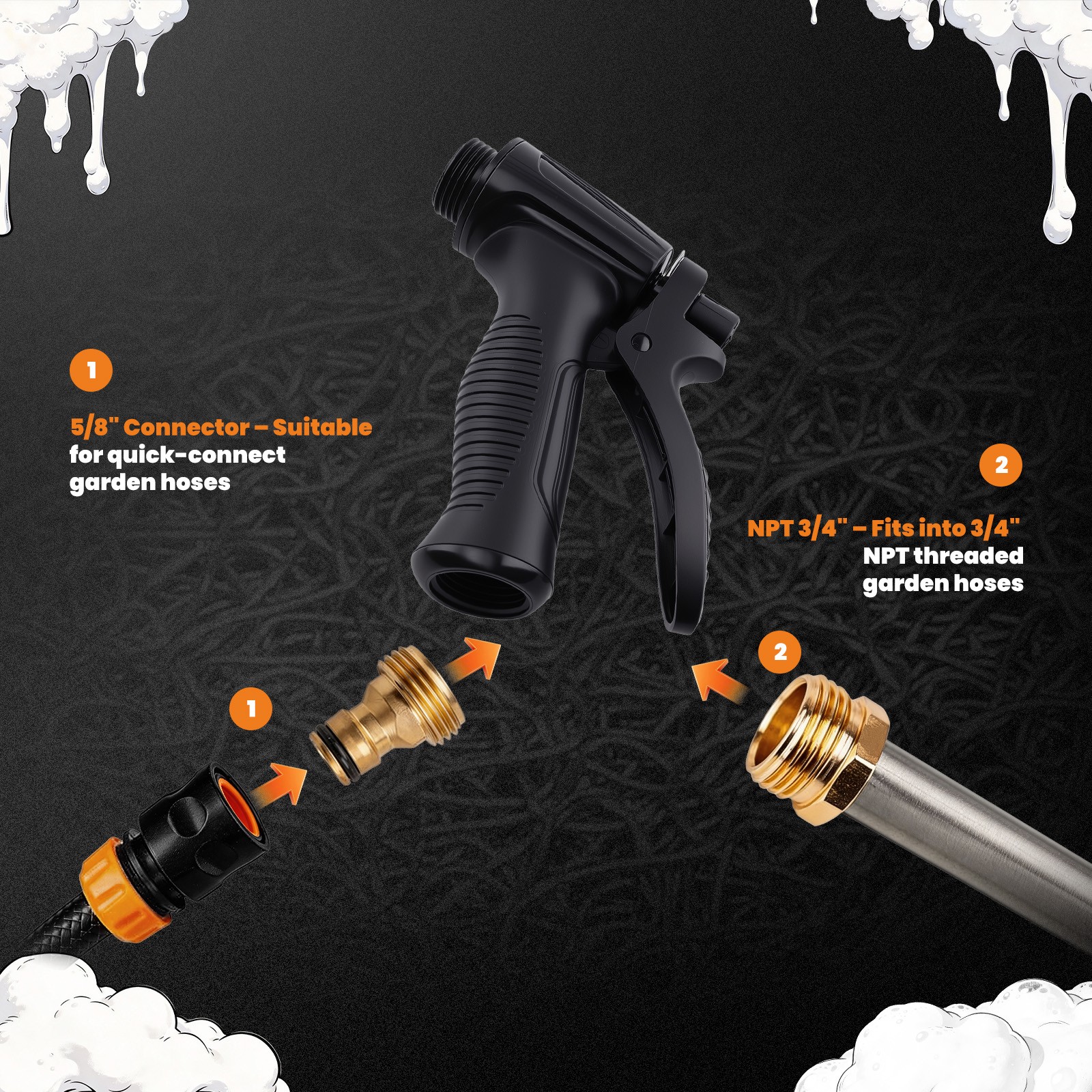 1L Adjustable Car Wash Foam Cannon for Garden Hose Pressure Quick Connect