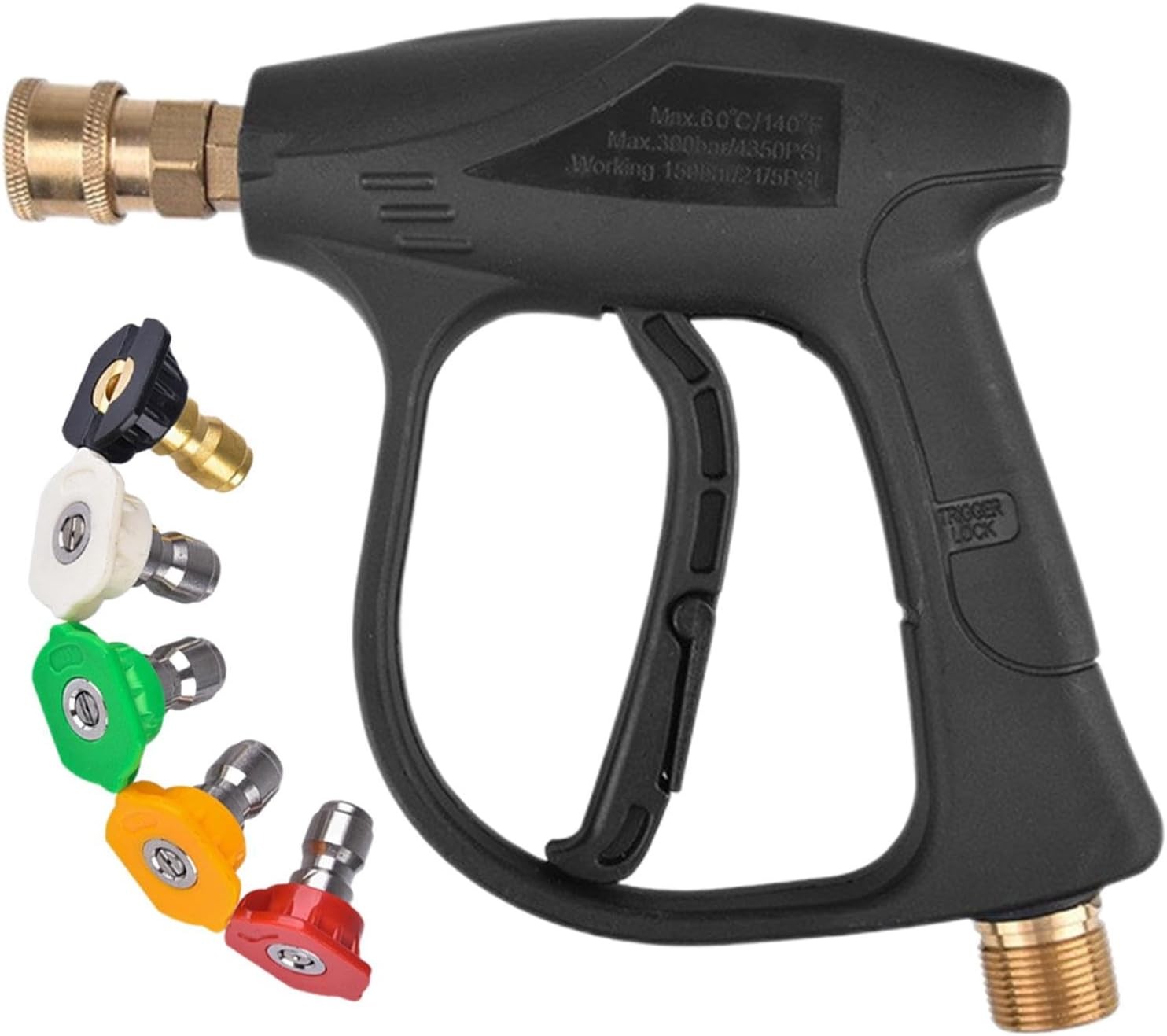 1/4″ High Pressure Washer Gun 4000 PSI Car Wash Foam Spray Short Wand w/5 Nozzle