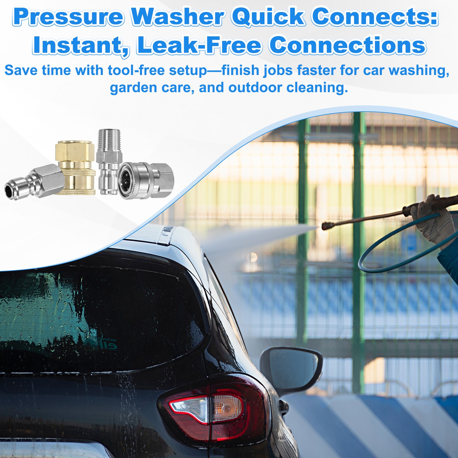2-Pack Brass 3/8 Inch Female NPT Inner Thread Pressure Washer Coupler