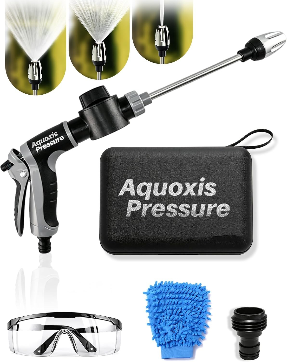 Washer Gun, High Pressure Garden Hose Nozzle with 360° Rotating Nozzle, 3 Spray