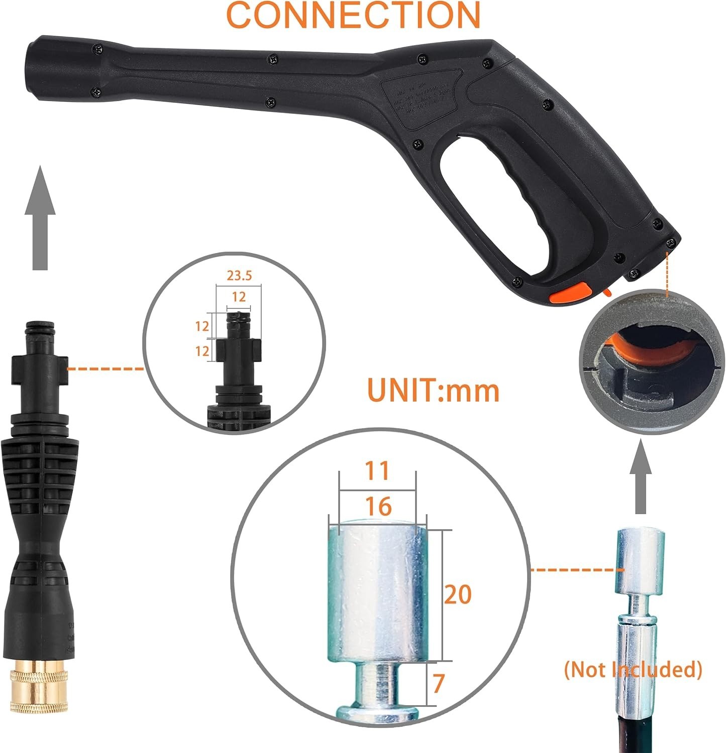 Pressure Washer Gun Kit with 5 Nozzles – Compatible with Some of Portland Hus…