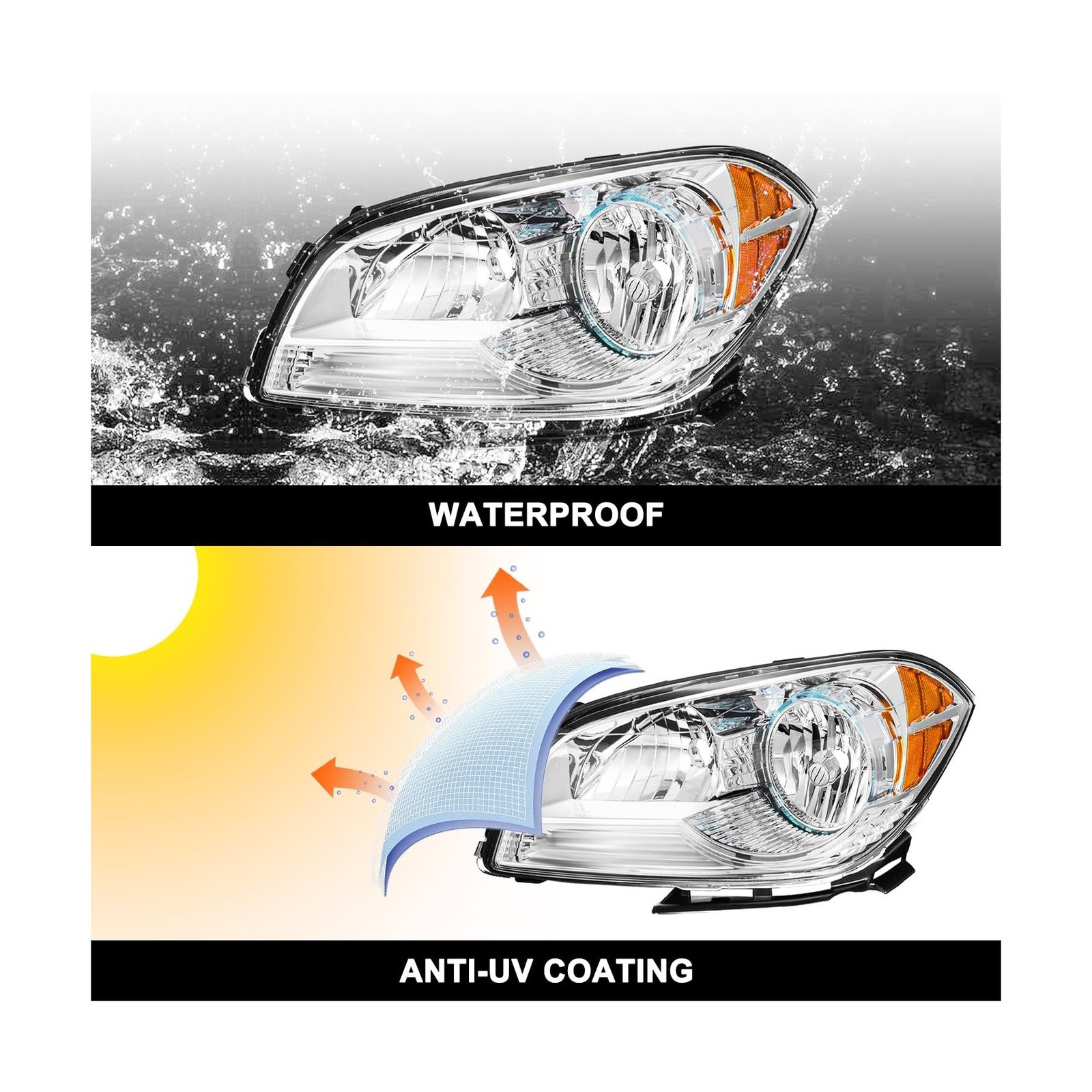 SOCKIR Headlight Assembly with Bulbs Compatible with 2008-2012 Chevy Malibu 4…