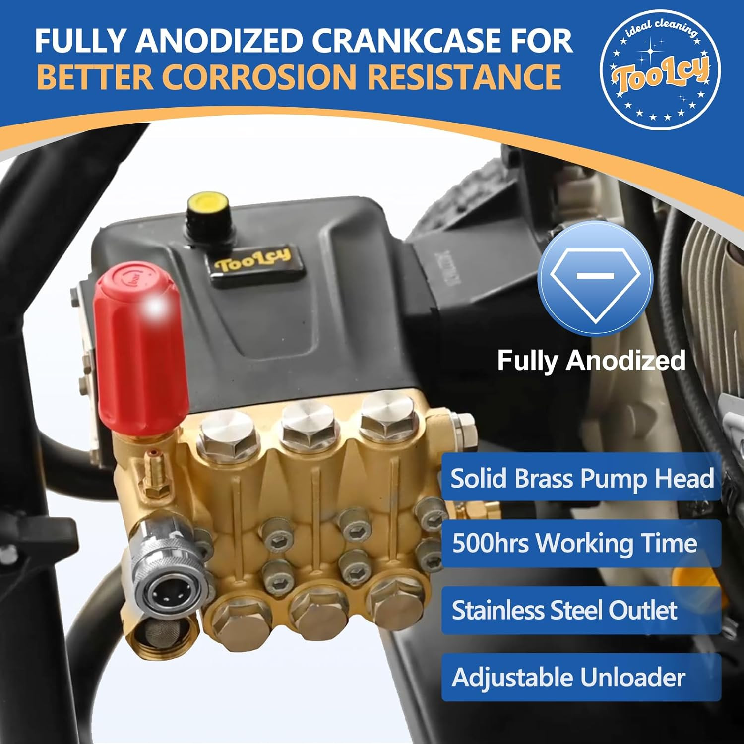 Pressure Washer Pump 1″ Shaft 3600-4400 PSI 4 GPM | Triplex Replacement Pump , H