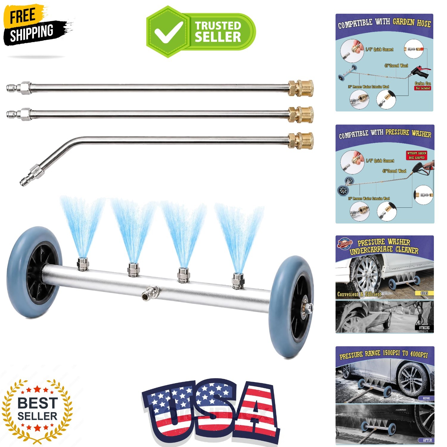 16 Inch Undercarriage Pressure Washer Attachment, Pressure Washer Undercarria…