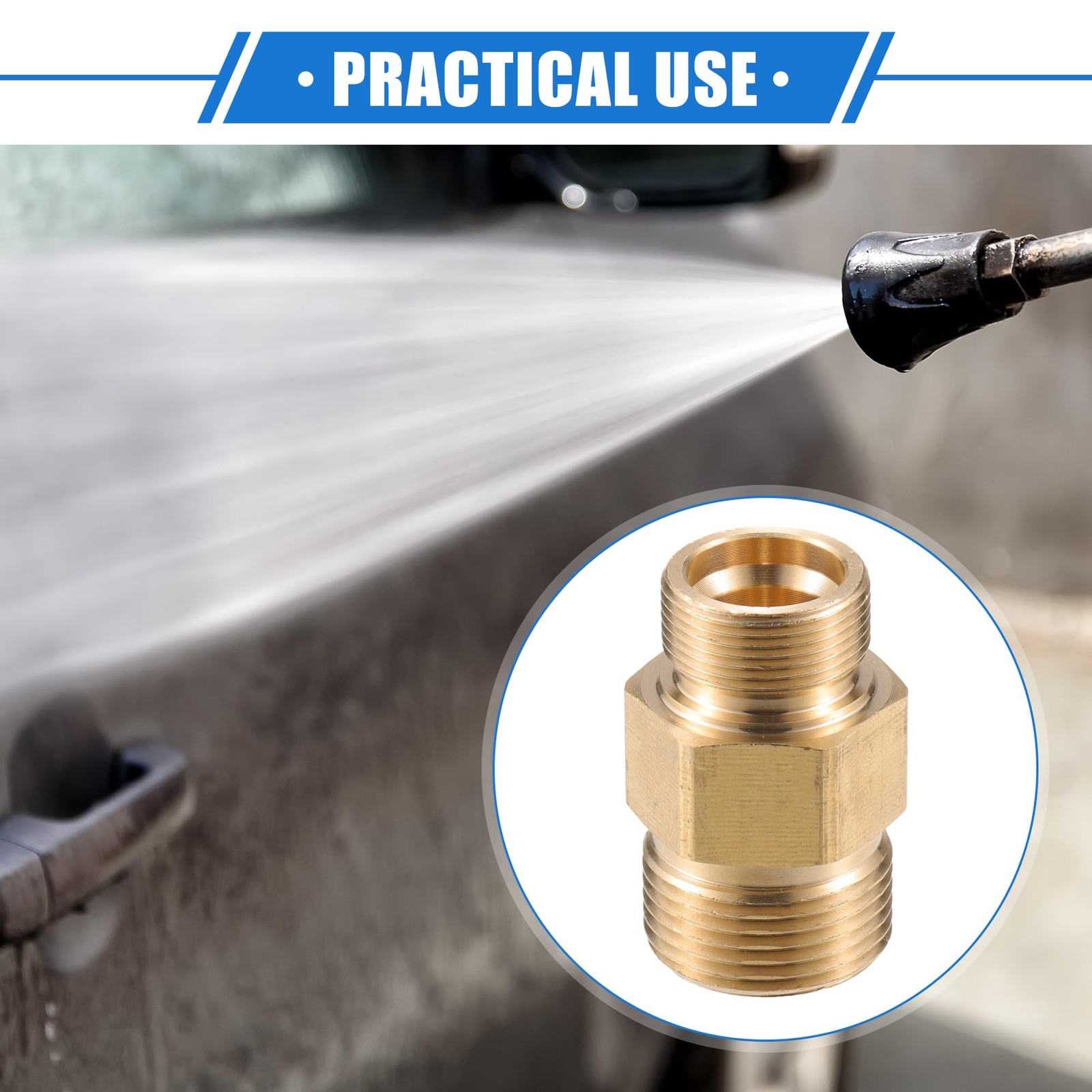 Pressure Washer Connector, M18x1 to M22x1.5 Male Adapter Brass Screw Hose Con…