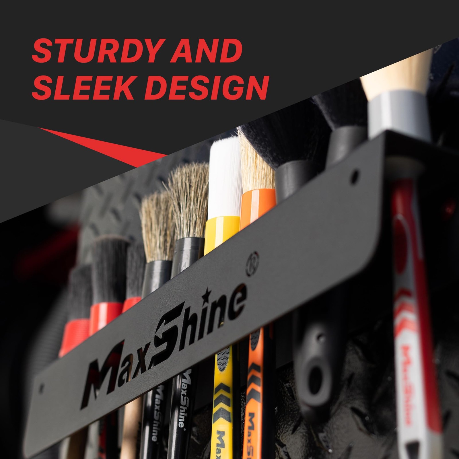 Maxshine Universal Detailing Brush Holder | 15.99 x 1.95 x inches, Black