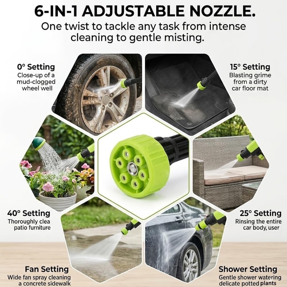 Cordless Pressure Washer Gun: 1200 PSI Portable Electric Washer for Vehicle, Dri