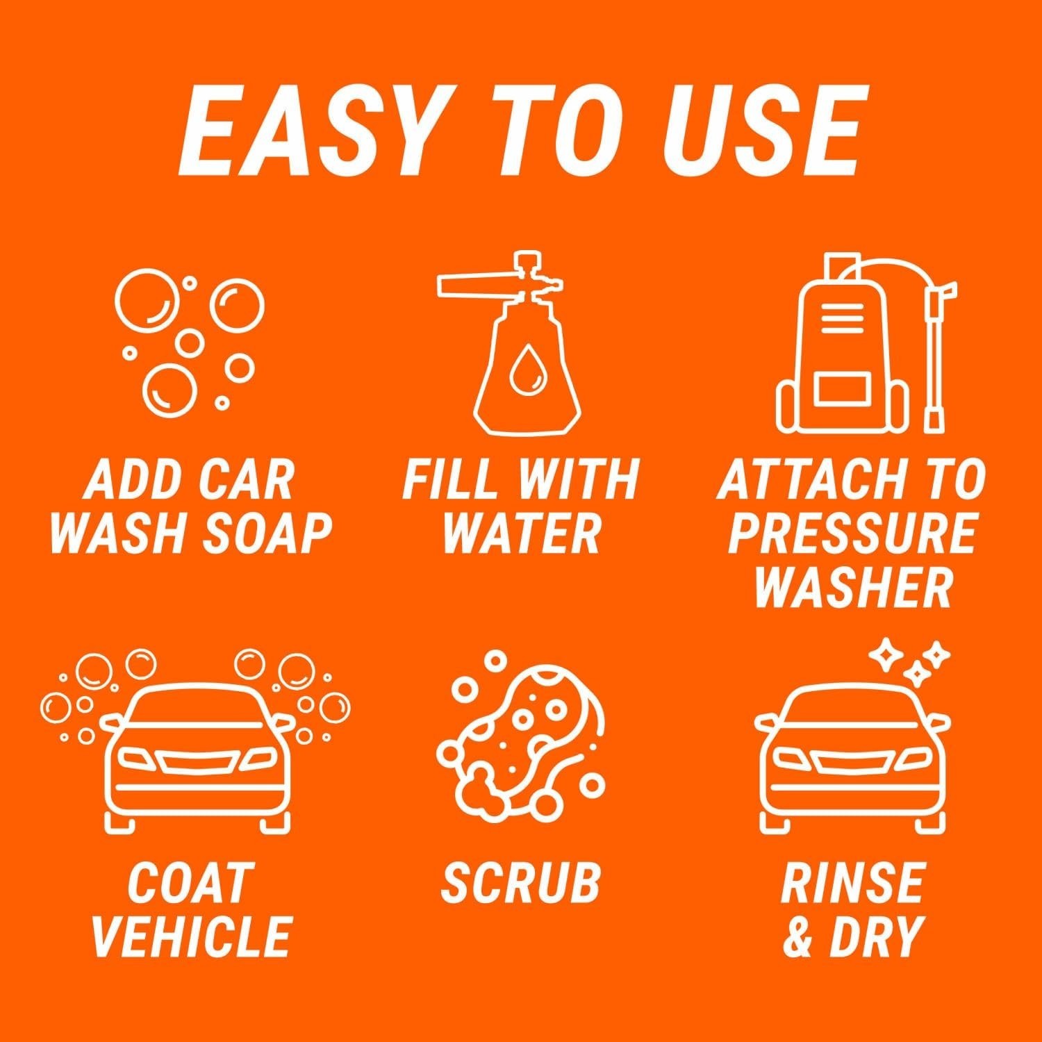 Car Wash Foam Cannon Kit 40 Oz 2-in-1 Foam Applicator Garden Hose Adapter