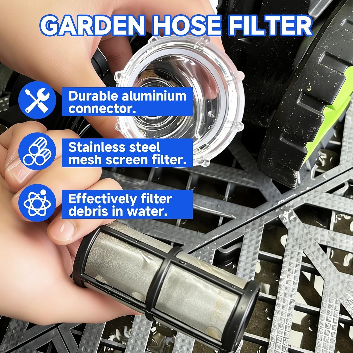 2 Pack Garden Hose Filter Pressure Washer Inline Sediment Water Filter