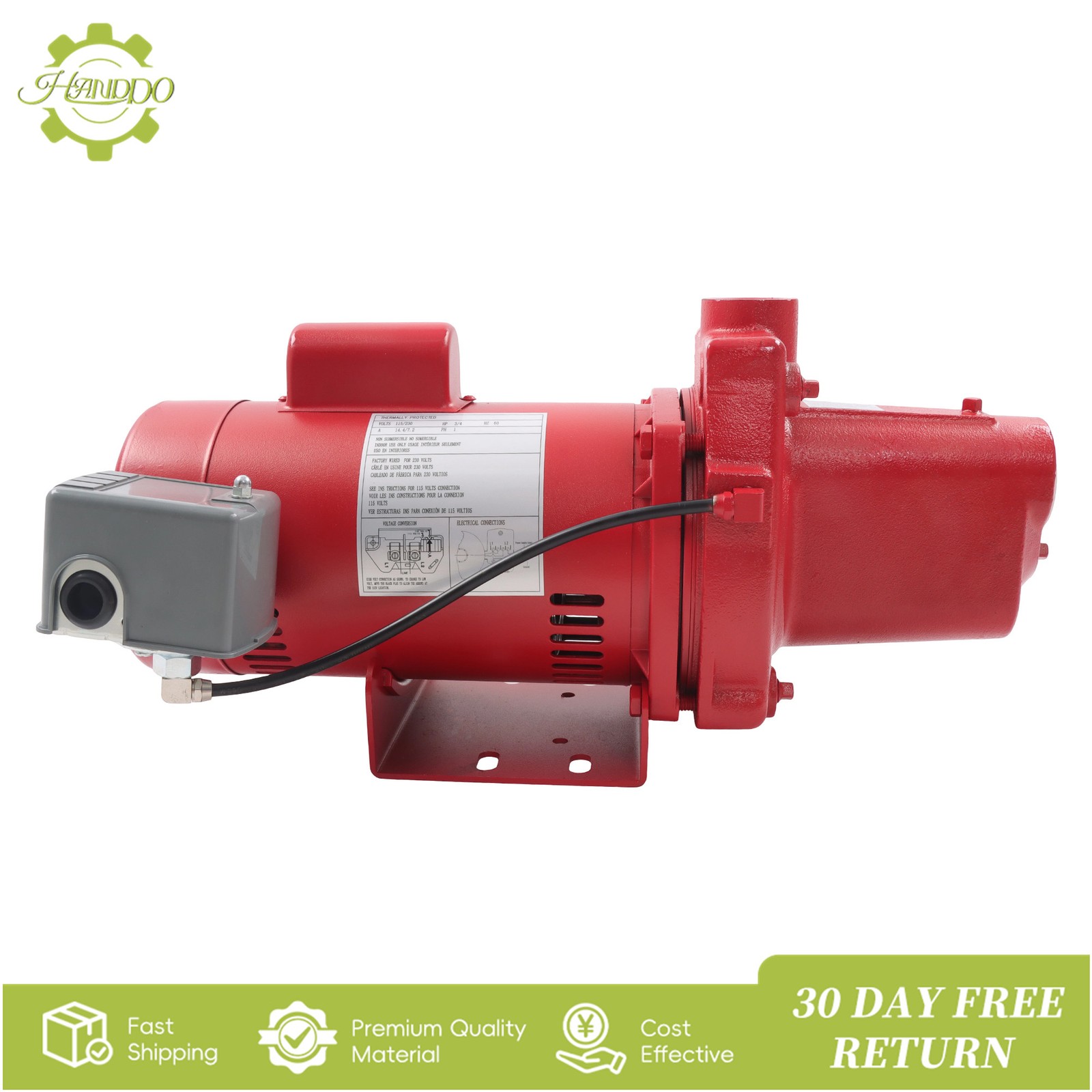 RJS-75-PREM 3/4 HP 16 GPM 115/230 Volt Premium Cast Iron Shallow Well Jet Pump