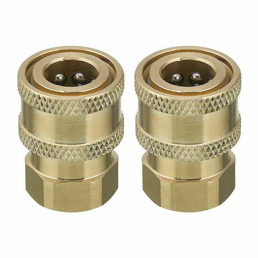 2pcs High Pressure Washer Coupler Brass Fittings 1/4 In Quick Connect To Female