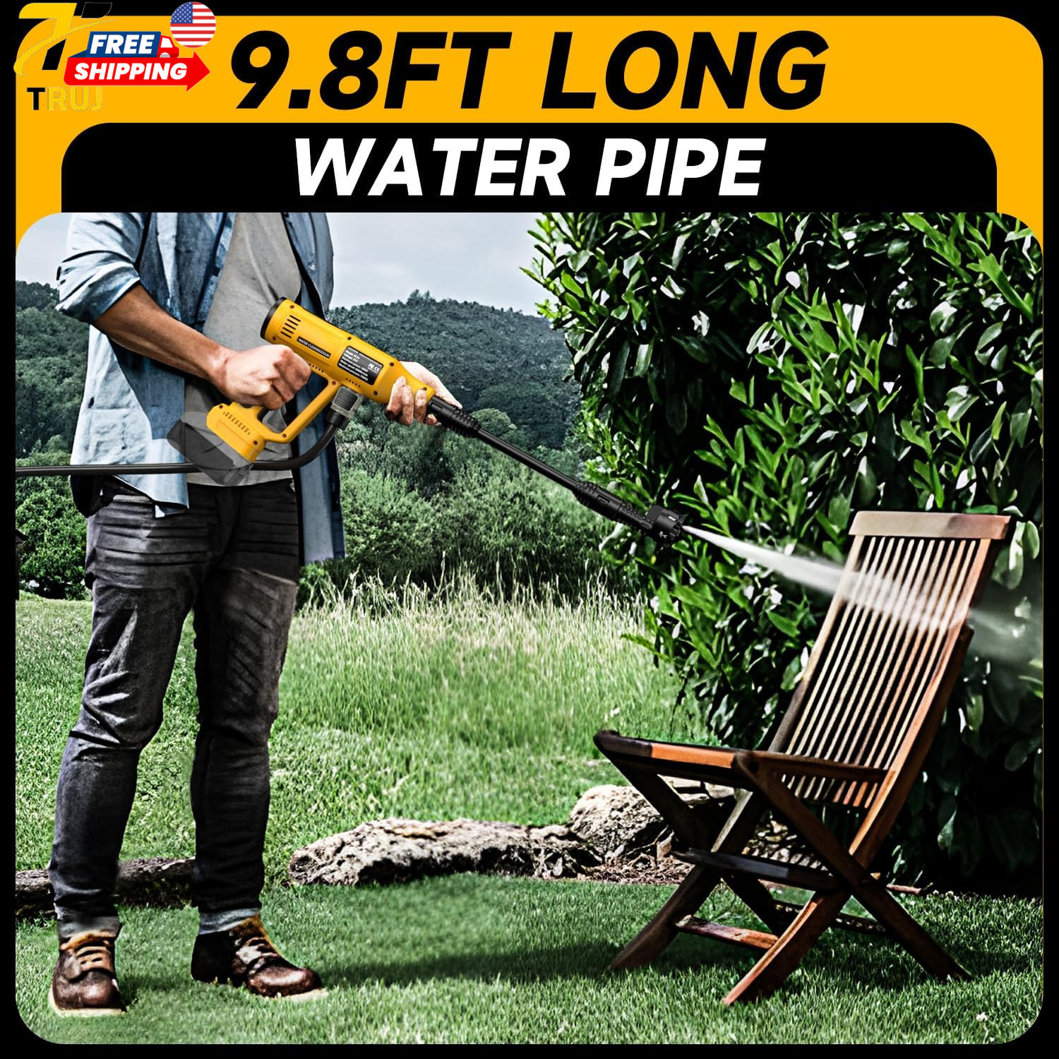 Cordless Pressure Washer for De-Walt 20V Battery 700 PSI Portable Handheld Power