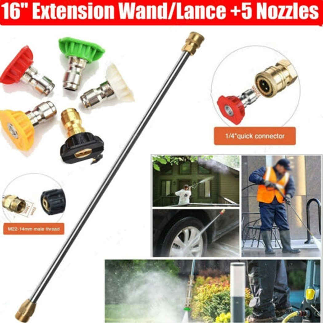 16Inch High Pressure Car Washer Spray Extension Wand Lance Nozzle Tips Hose New