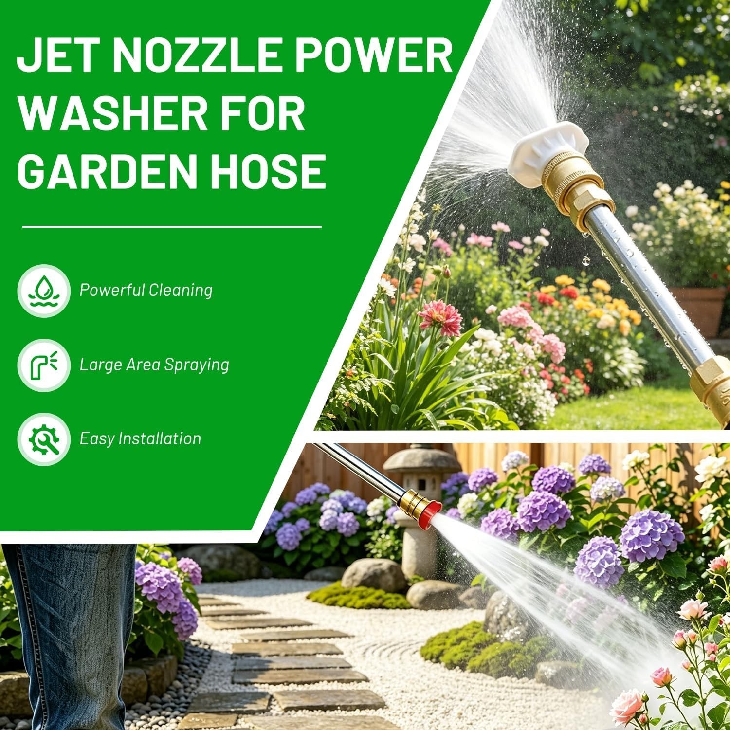 Aluminum Hydro Jet Nozzle with 3 High-Pressure Settings for Effective Cleaning