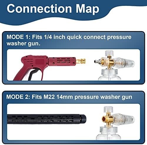 Foam Cannon for Pressure Washer, Snow Clear Foam Cannon for Car Wash, Stainless