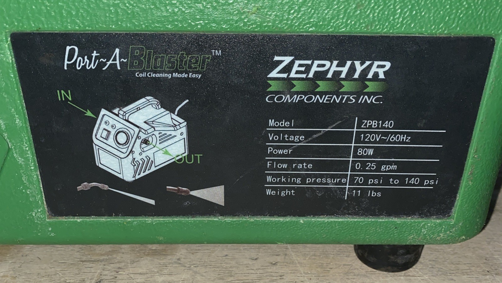 Port-A-Blaster ZPB140 Zephyr HVAC Coil Cleaning Portable Pressure Washer