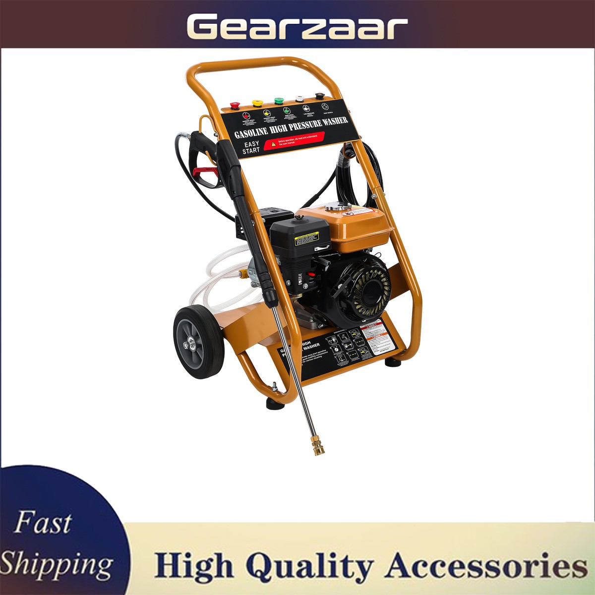 Gas Pressure Washer 3950 PSI 6.5HP 0.6L Oil Capacity 4-Stroke With 5 Nozzles