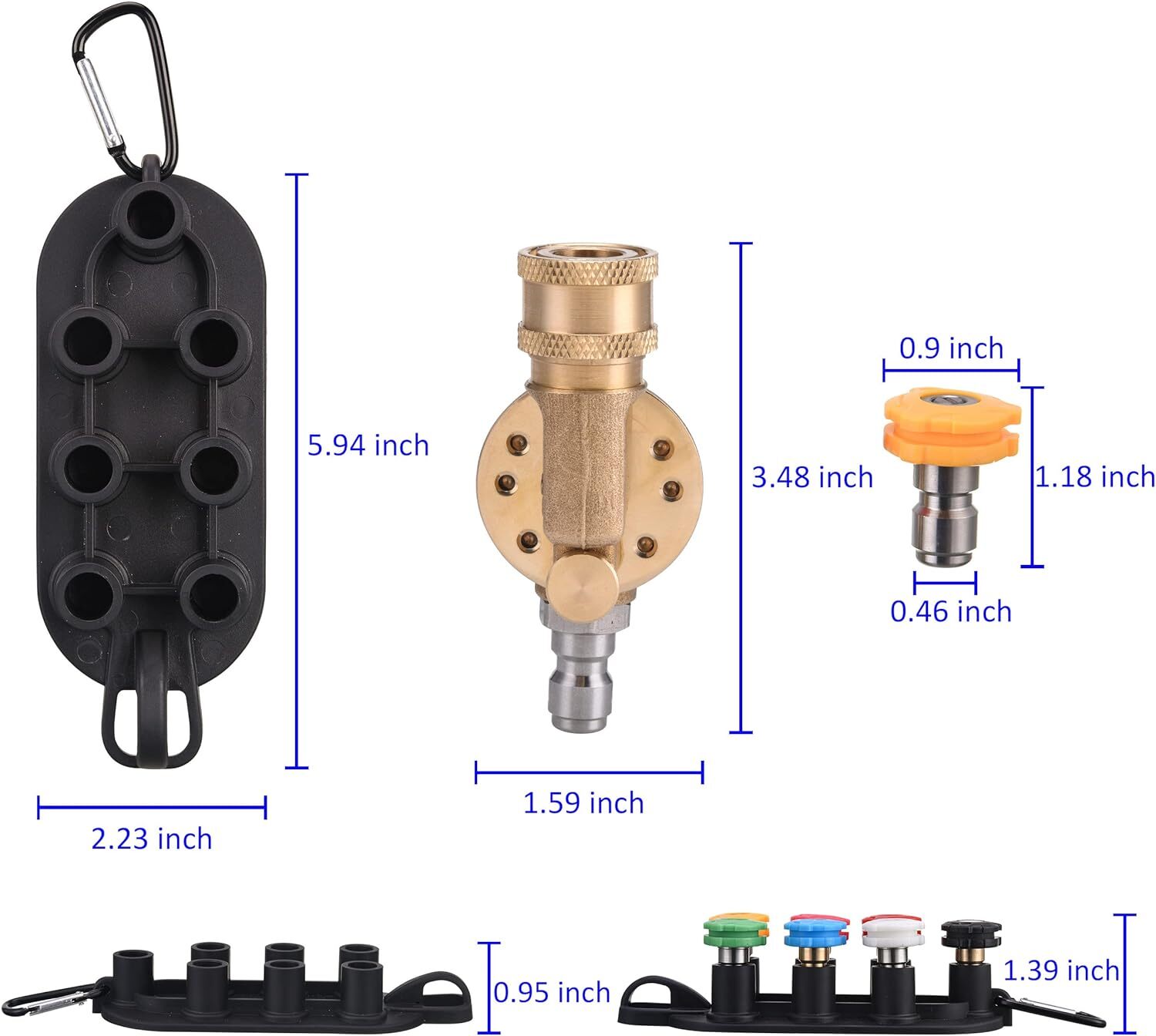 Pressure Washer Pivoting Coupler Kit, 240 Degree Rotation, Pressure Washe