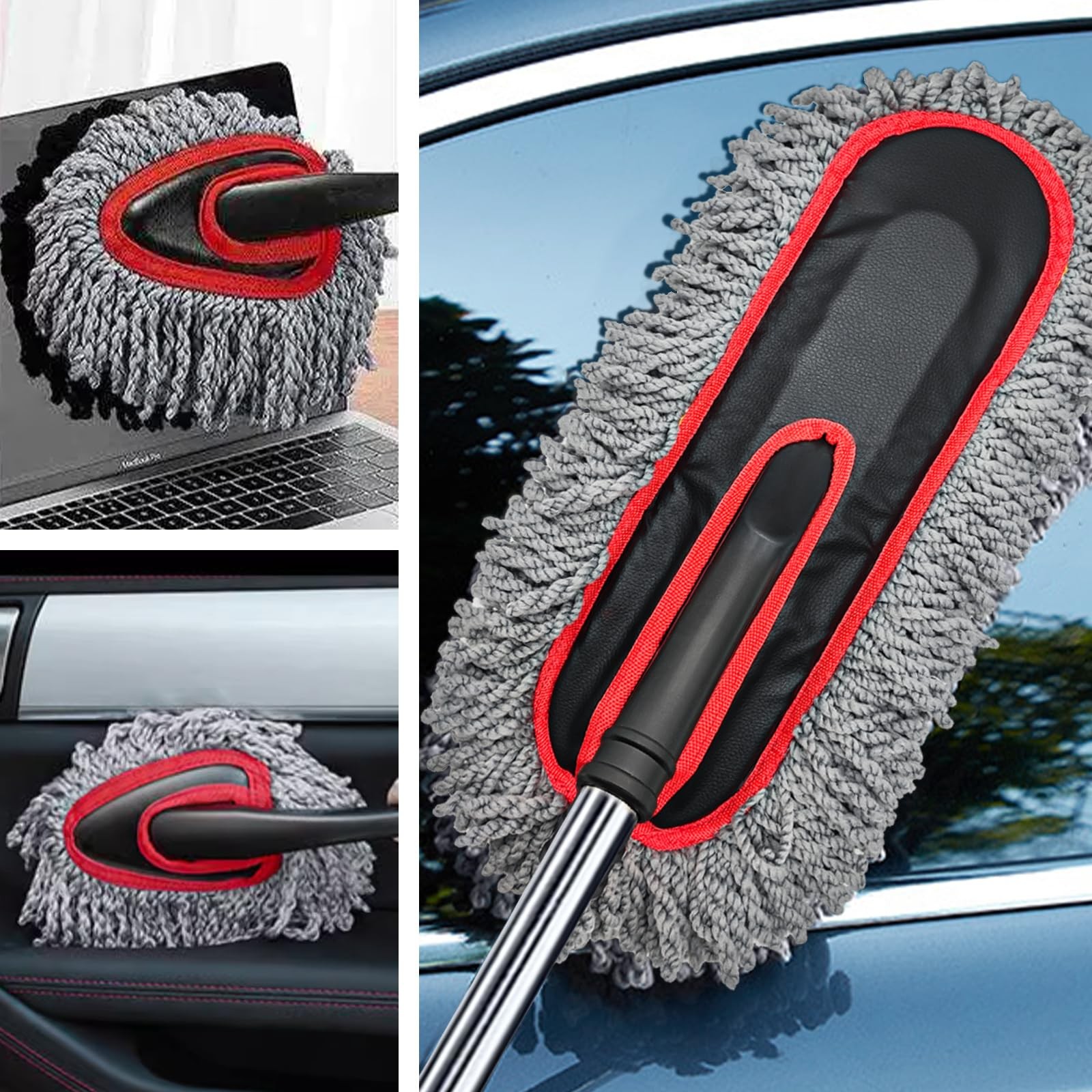 YeewayVeh Car Duster Kit, 2PCS Microfiber Exterior and 2 Pack, Red, Gray