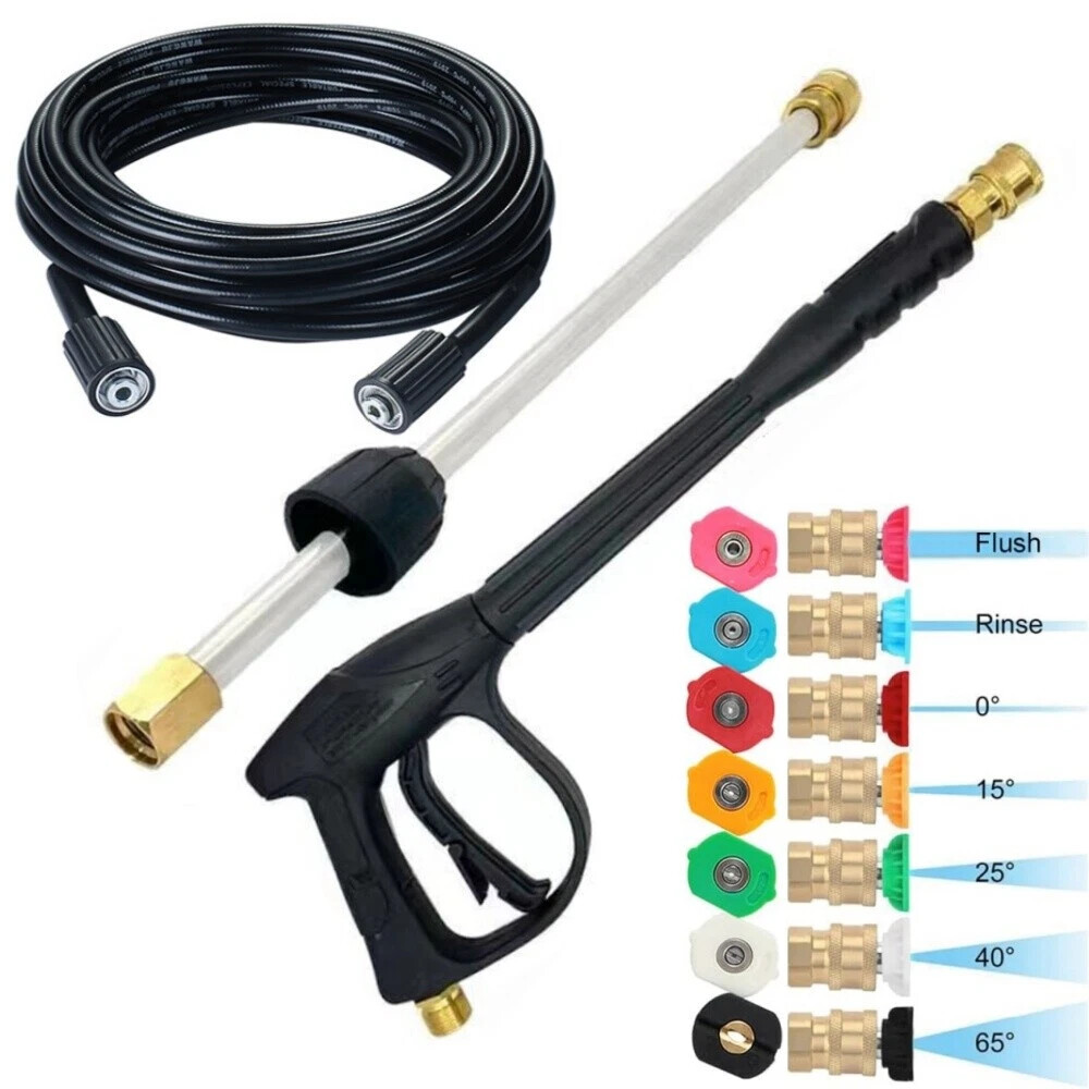 4000PSI High Pressure Power Washer Spray Gun Wand Lance 5* Nozzle Tips Hose M22