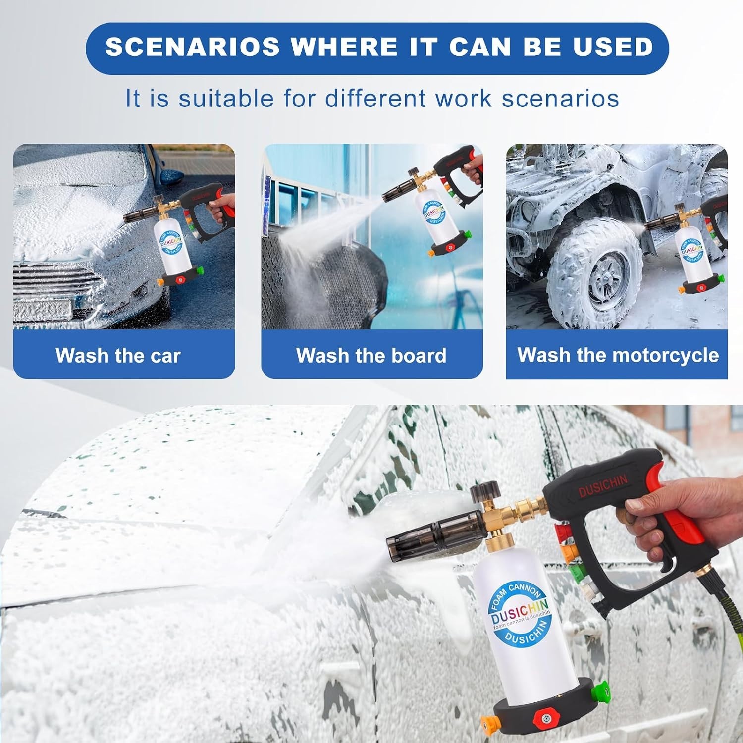 SFL-001 Foam Cannon Snow Foam Lance Pressure Washer Jet Wash Quick Release Ad…