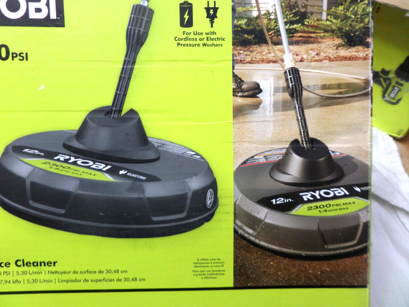 Ryobi 12″ Surface Cleaner for Cordless or Electric Pressure Washers 1003-592-218